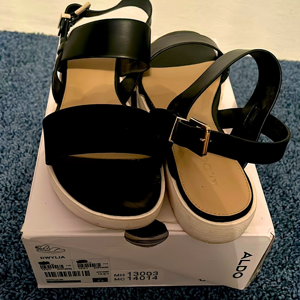 ALDOS DWYLIA BLACK LEATHER SADALS